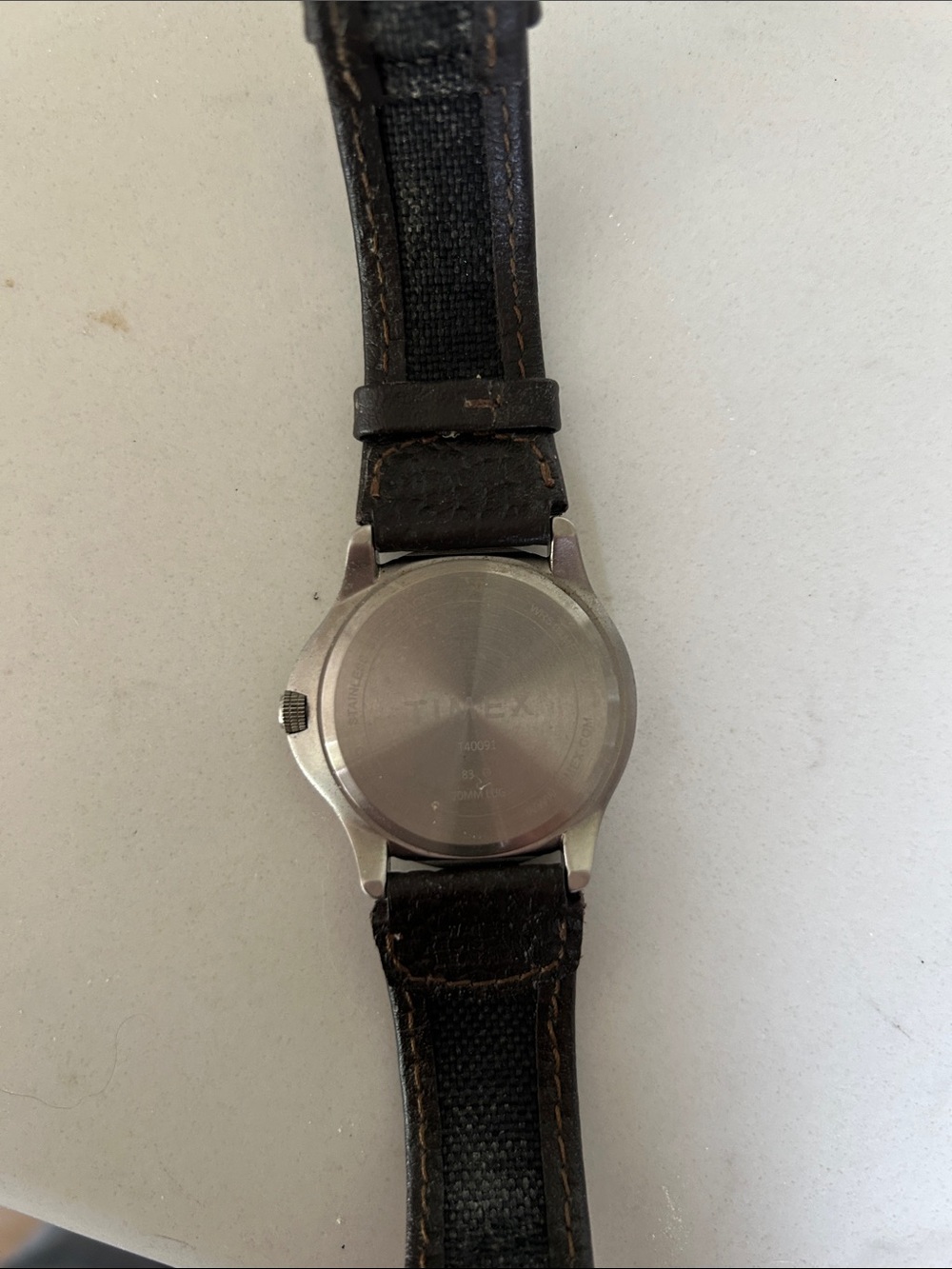 Timex Expedition Watch Men Indiglo 37mm Silver Tone Leather Band - Picture 2 of 2